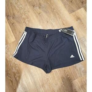 Nwt Adidas Women's Navy Blue Activewear Shorts with White Stripes 75